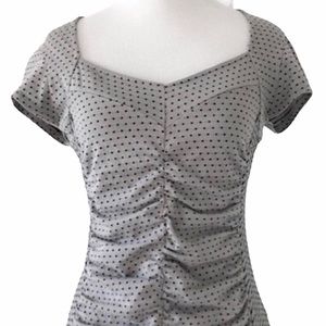 Anthropologie Postage Stamp Dotted Ruched Shirt
